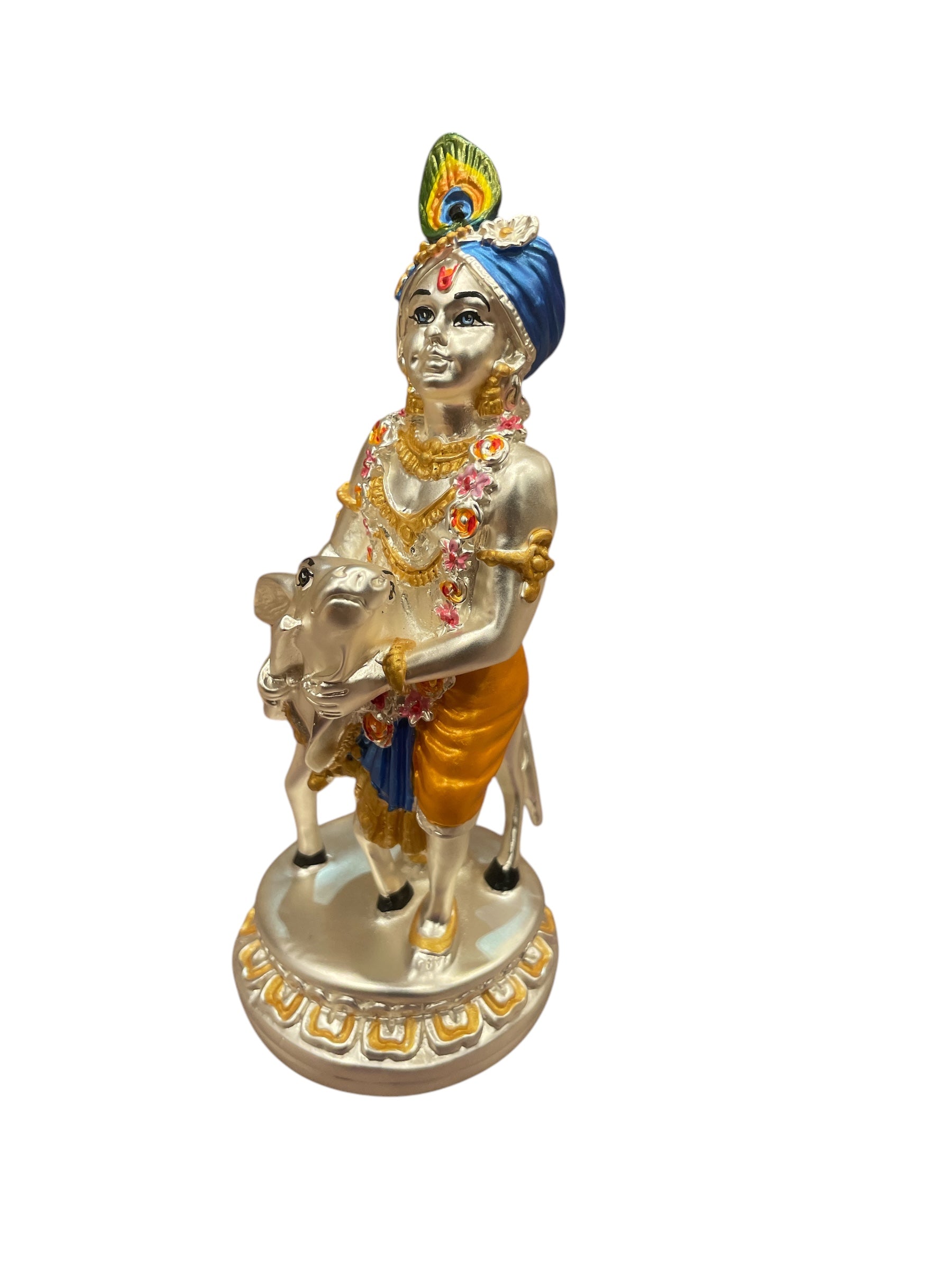 Sterling Silver Krishna with calf