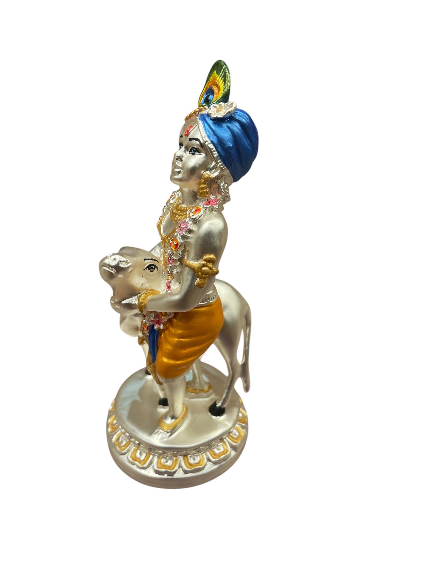 Sterling Silver Krishna with calf