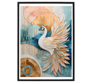 "Ethereal Majesty White Peacock" Original Acrylic Painting on Canvas - Without Frame