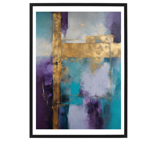 Original acrylic painting  Teal, Purple, Gold Canvas - without frame