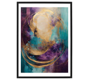 Original Acrylic Chromatic Elegance: Teal, Purple, Gold Canvas - without frame