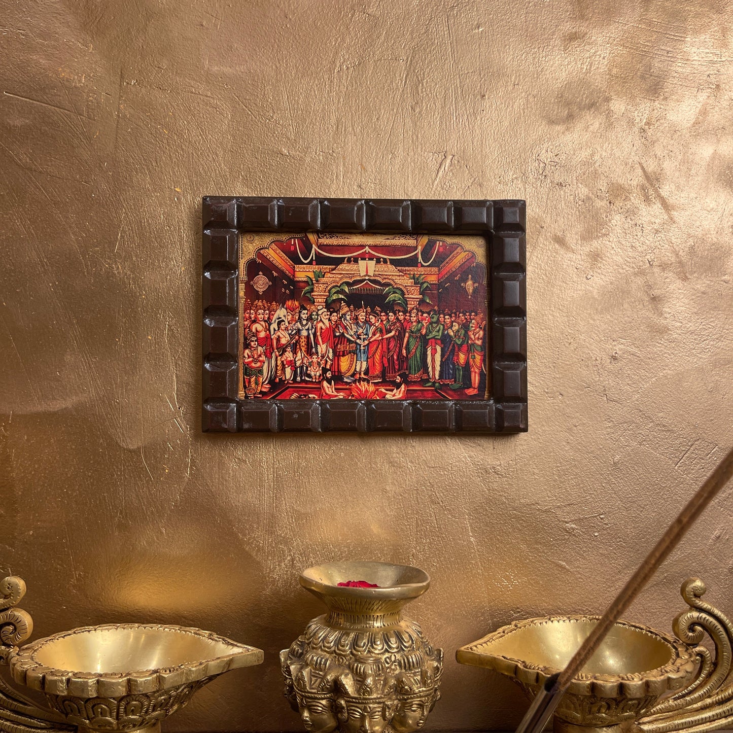 Srinivasa Kalyanam Gold foiled artwork in wooden frame