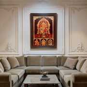 Lakshmi Narasimha Divine Wall Art | Ganesha Hanuman Saraswati Blessings Frame 4 in one| Luxury Hindu Spiritual Decor