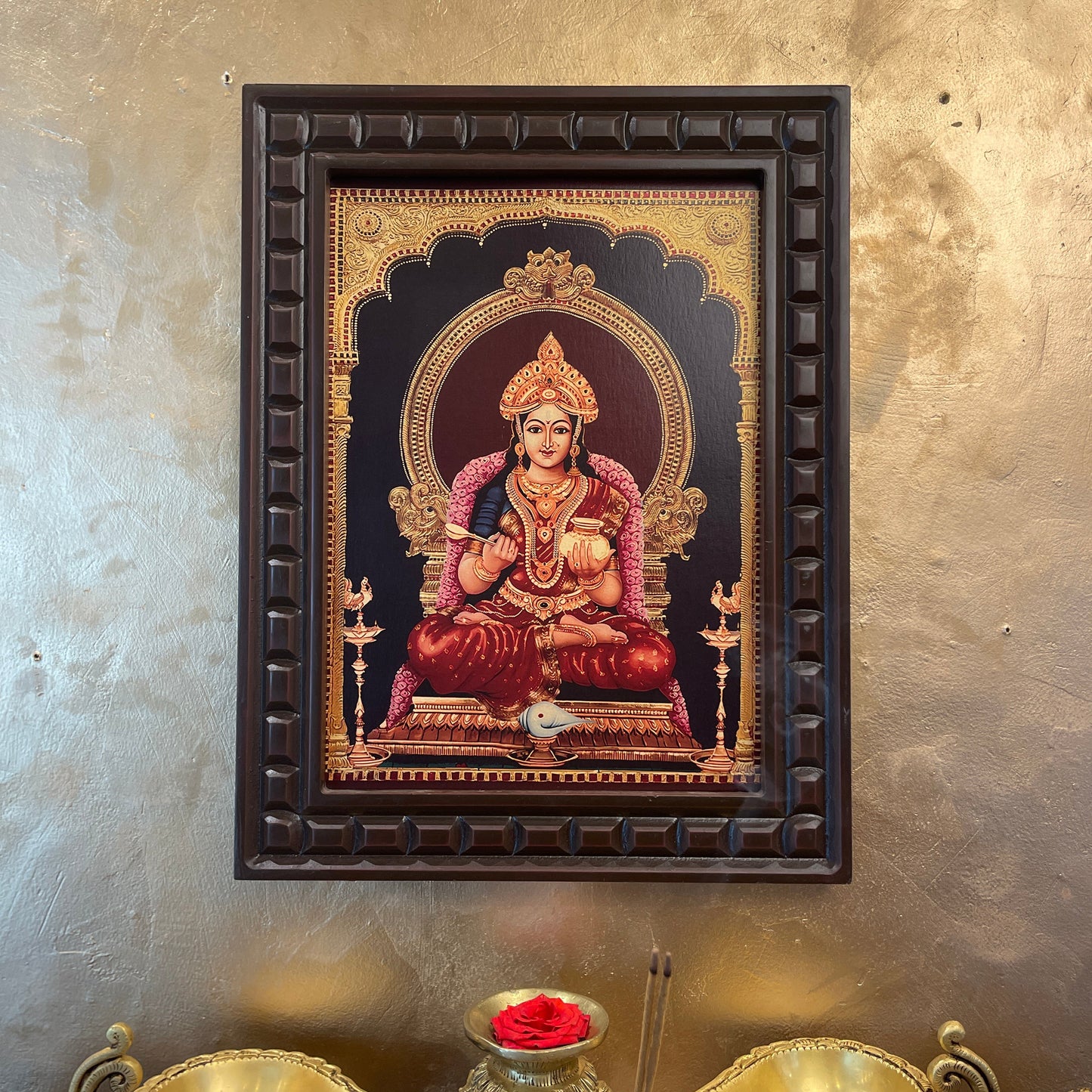 Annapurna Gold Leafed Artwork with Wooden Frame