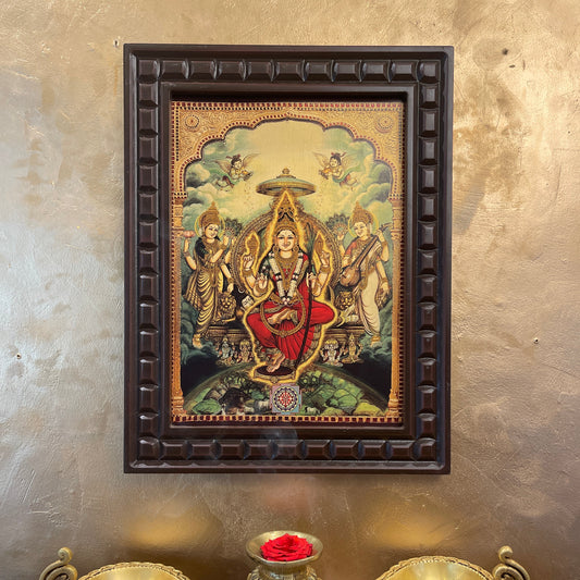 Tripura Sundari Gold Leafed Art  With Wooden Frame