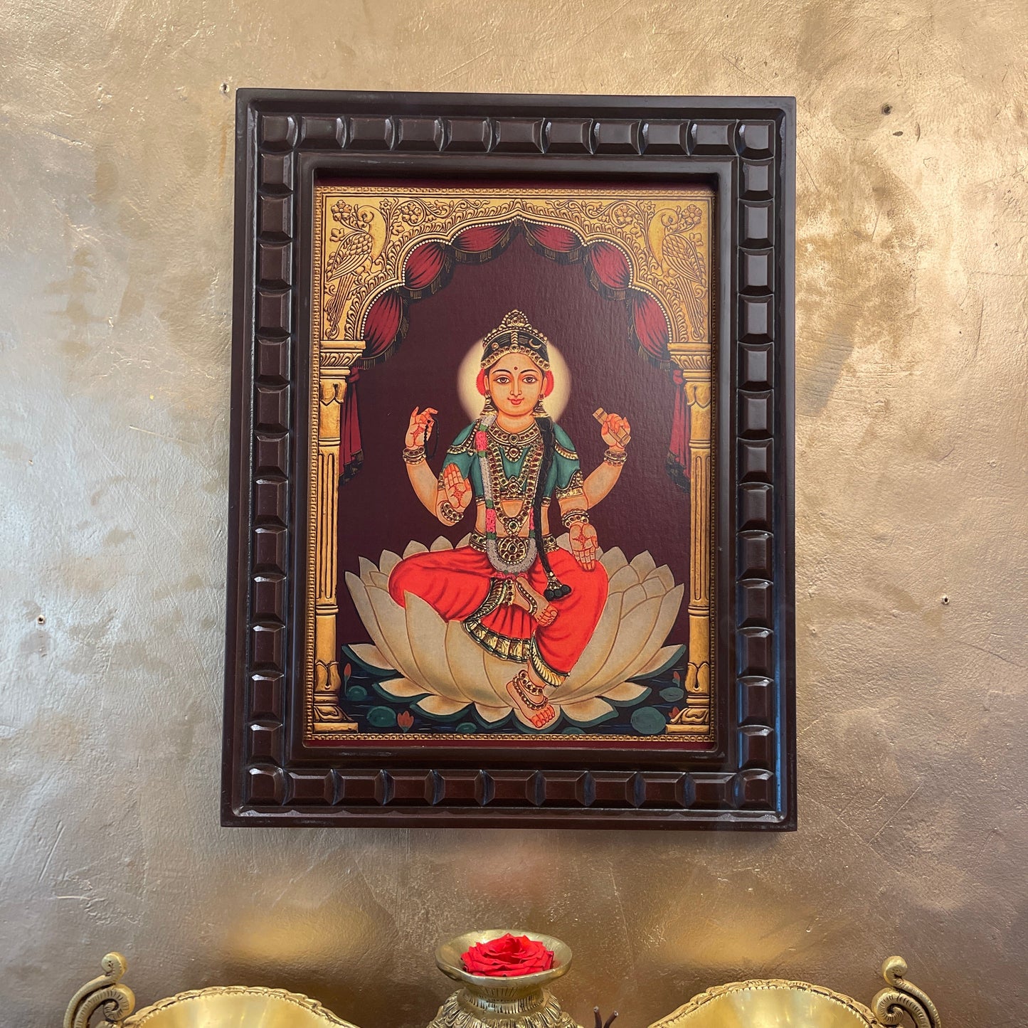Bala Tripura Sundari Gold leafed art in wooden frame