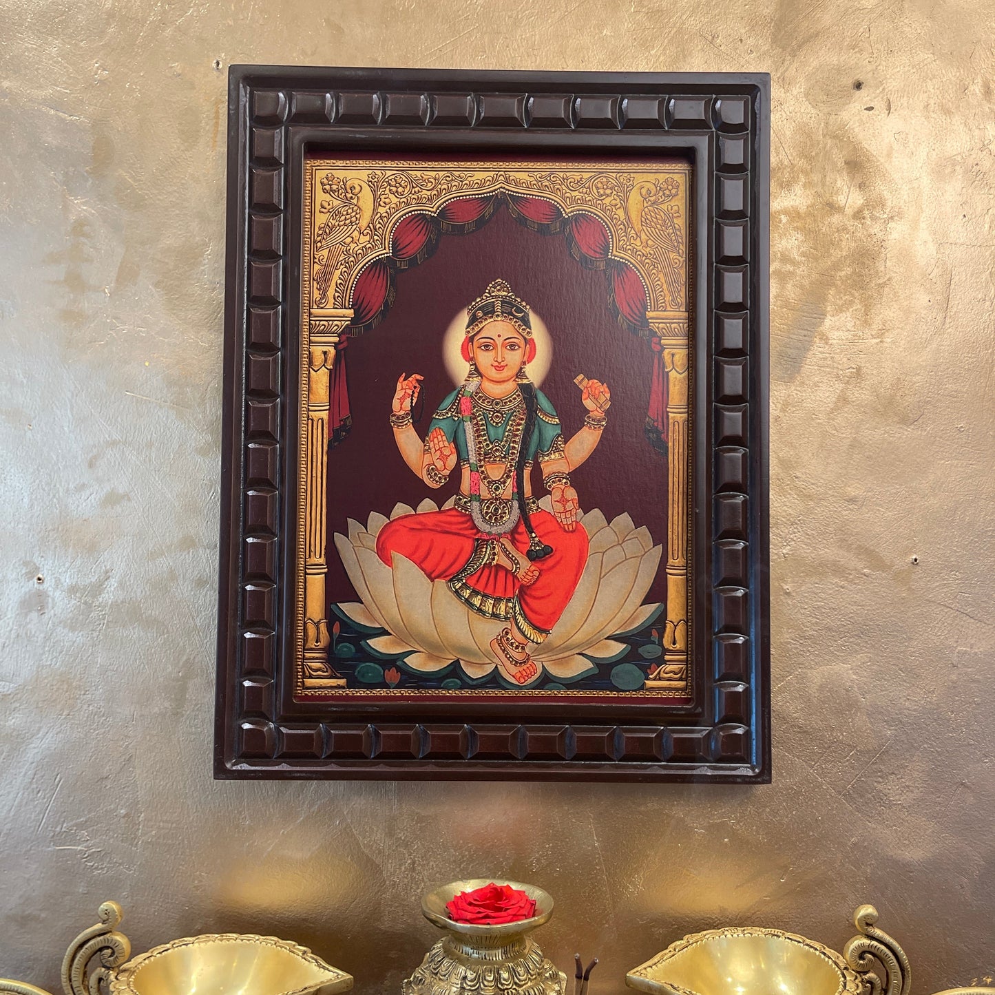 Bala Tripura Sundari Gold leafed art in wooden frame