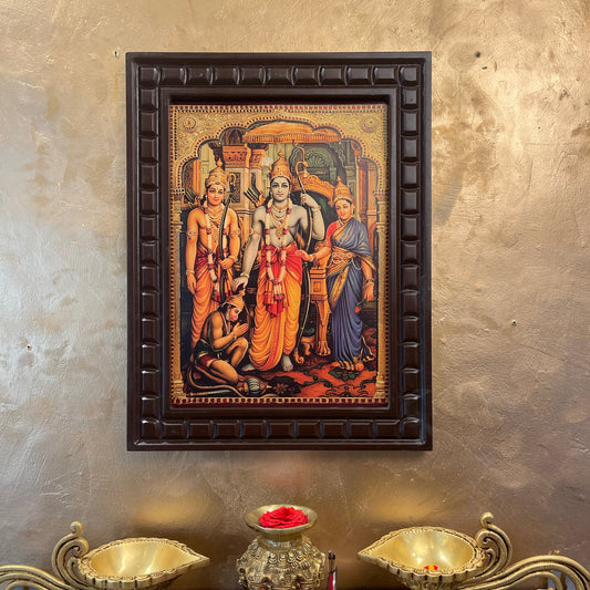 Rama Parivar Gold foiled art in wooden frame