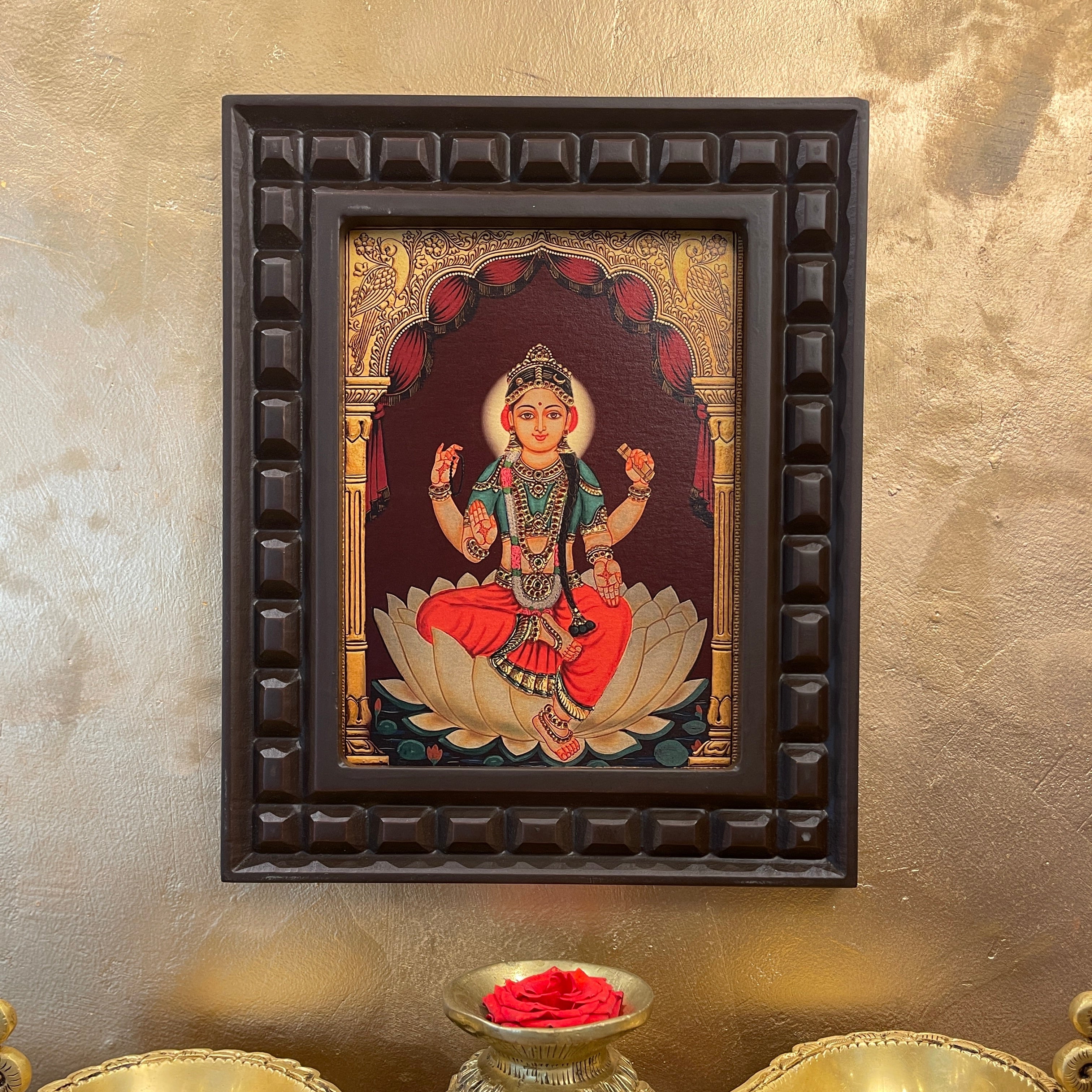 Bala Tripura Sundari Gold leafed art in wooden frame