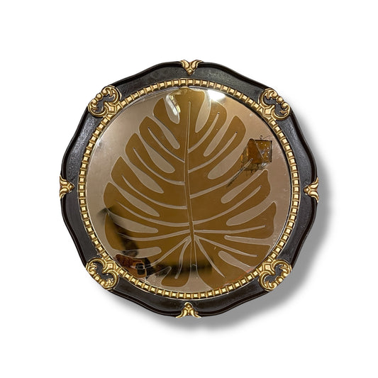 Luxury Monstera Leaf Wall Mirror – Gold & Brown Ornamental Frame