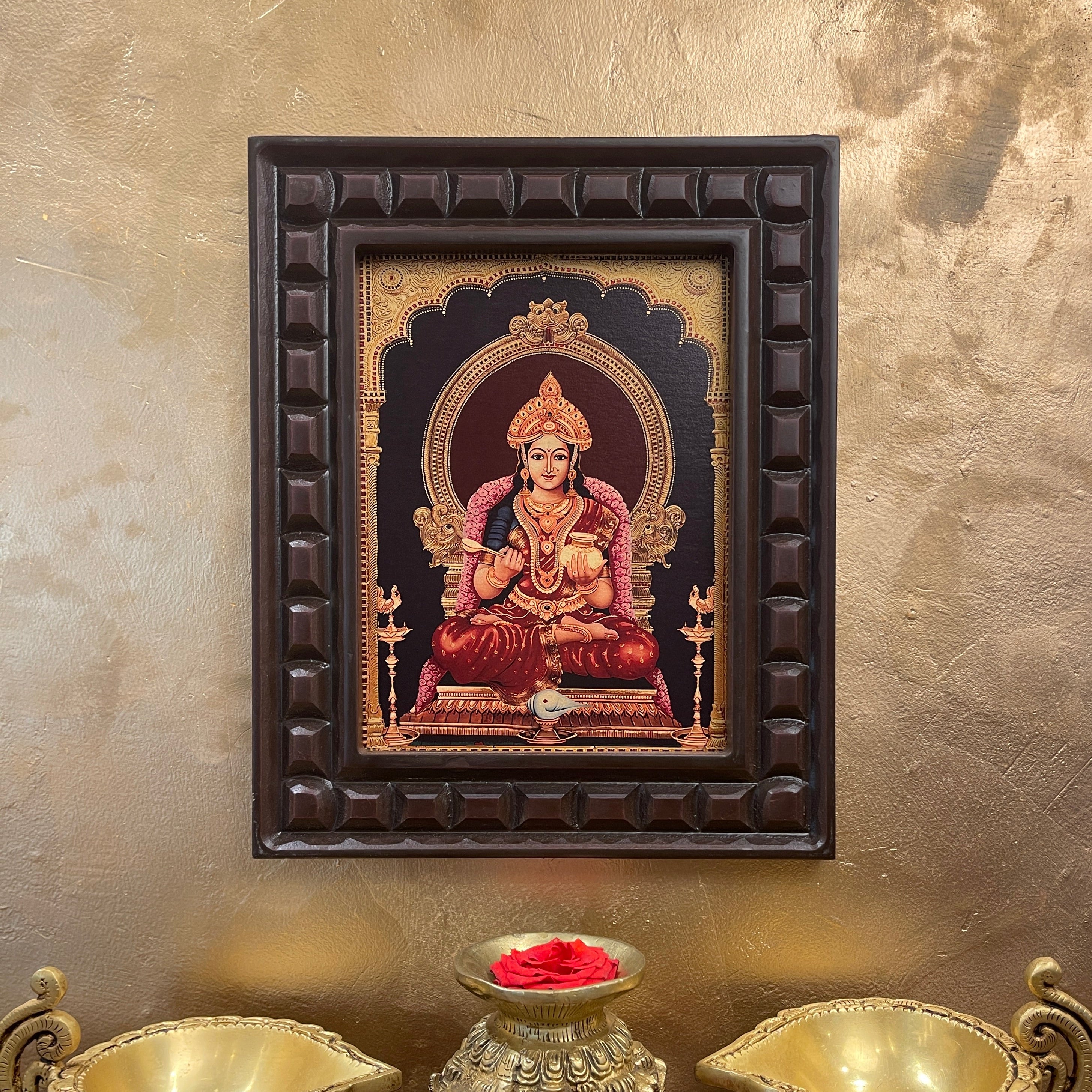 Annapurna Gold Leafed Artwork with Wooden Frame
