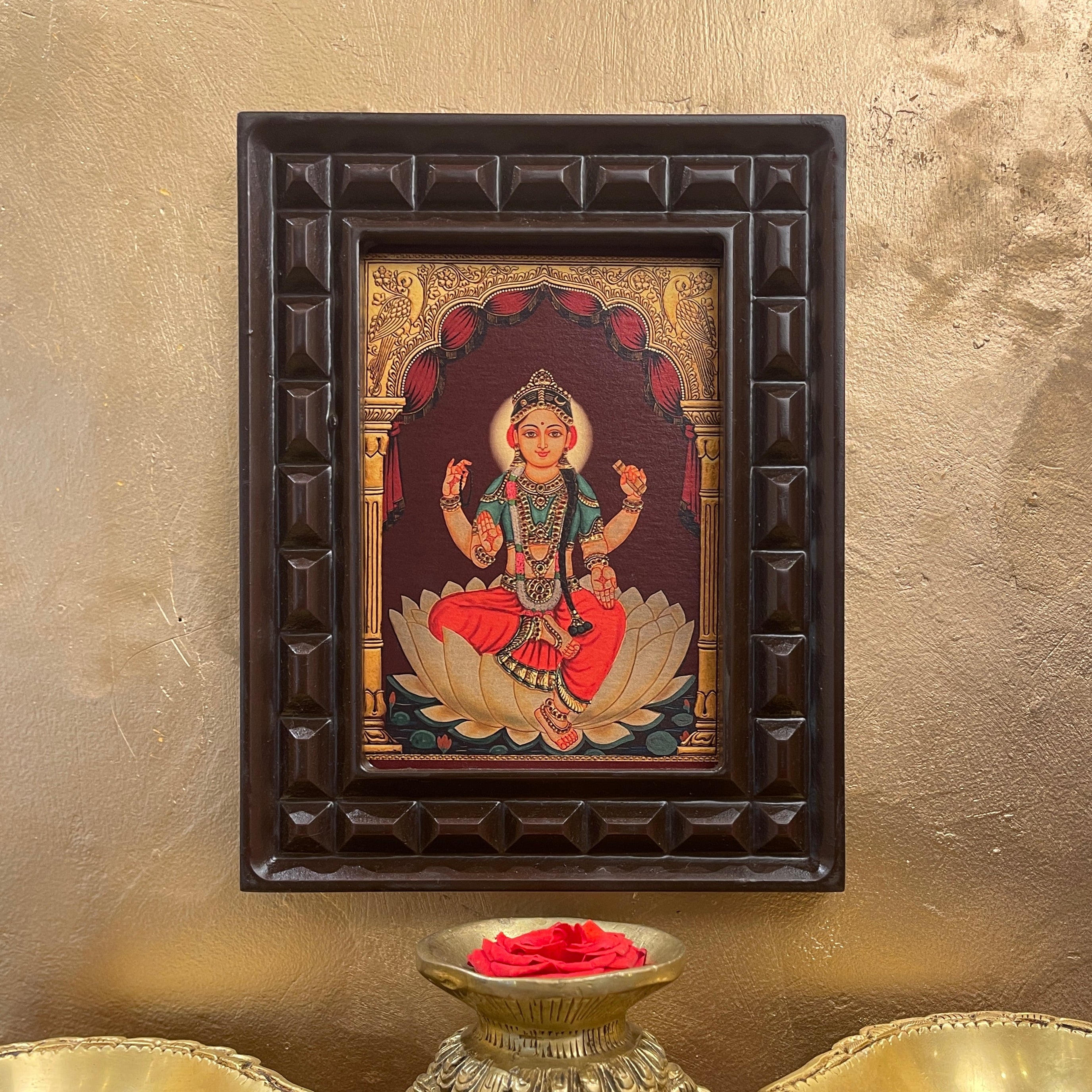 Bala Tripura Sundari Gold leafed art in wooden frame