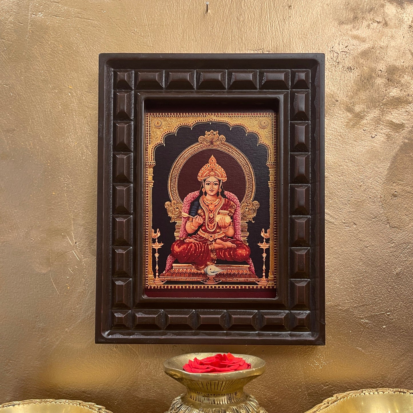 Annapurna Gold Leafed Artwork with Wooden Frame