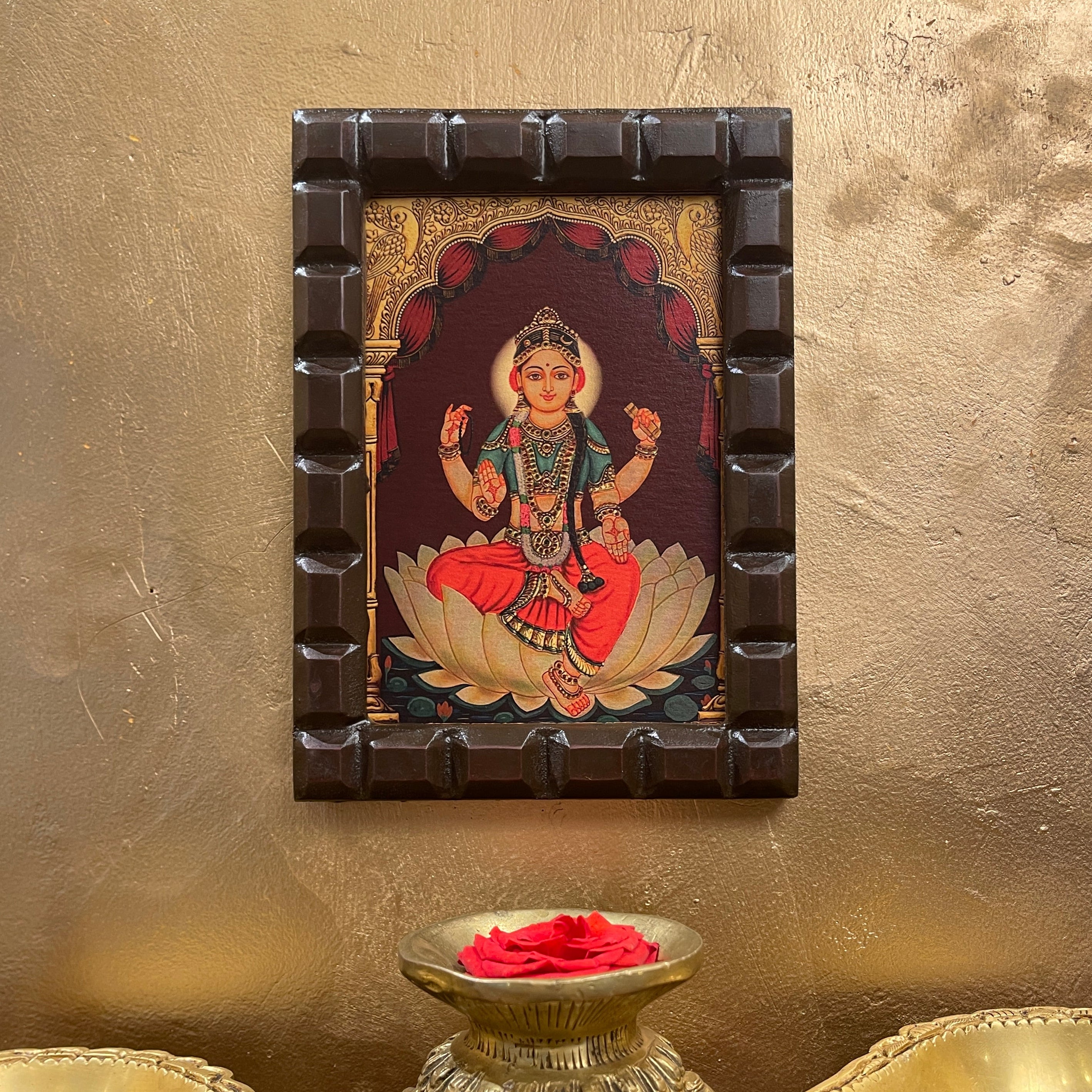 Bala Tripura Sundari Gold leafed art in wooden frame
