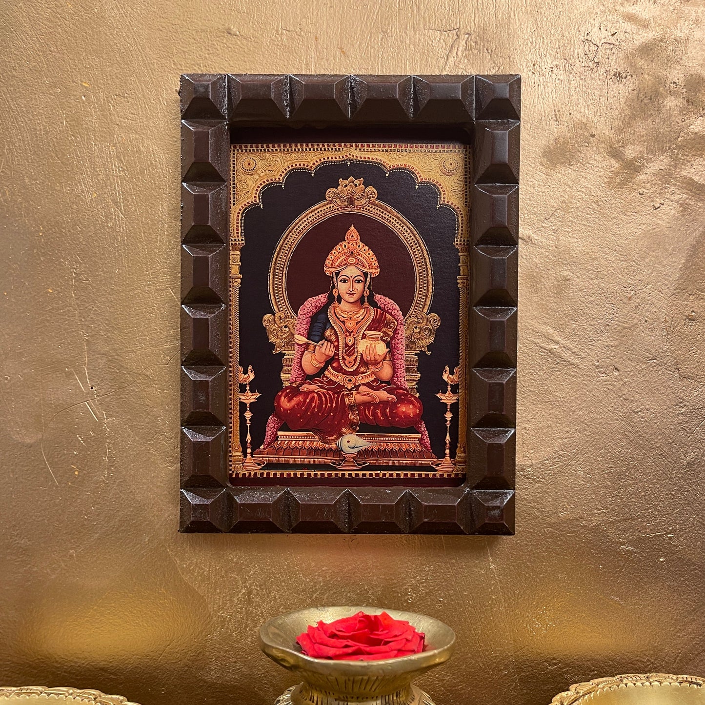 Annapurna Gold Leafed Artwork with Wooden Frame