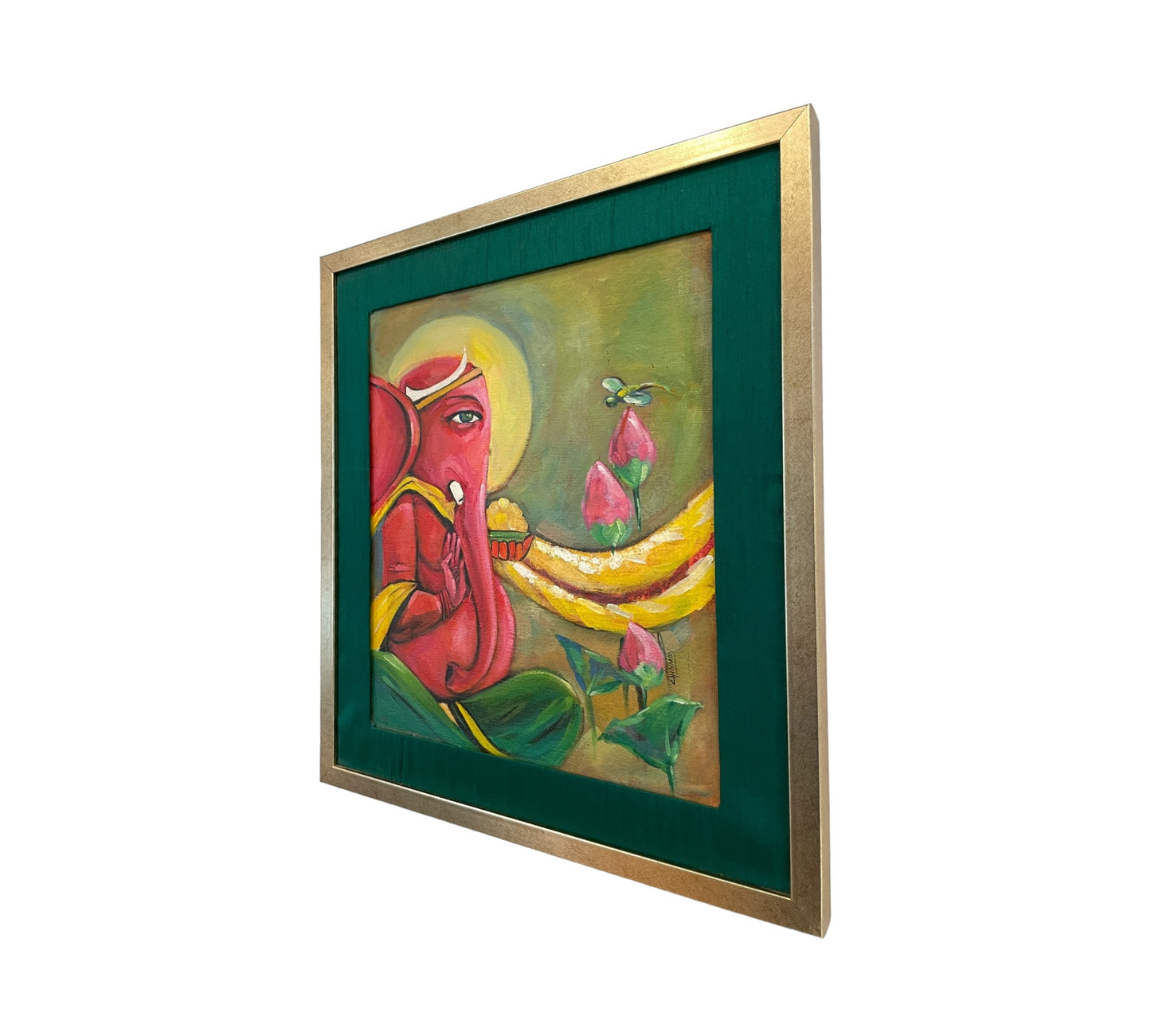 Divine Blessings: Ganesha Acrylic Painting on Canvas - Without Frame