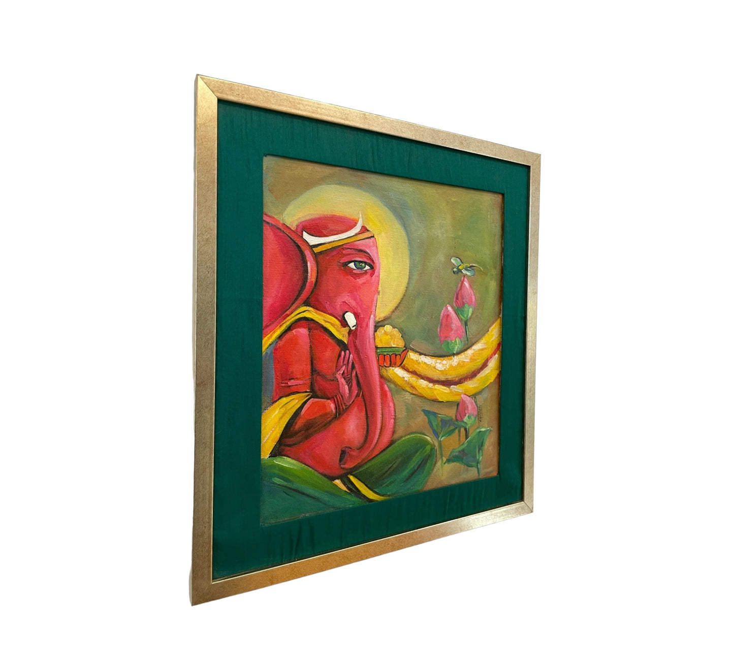 Divine Blessings: Ganesha Acrylic Painting on Canvas - Without Frame