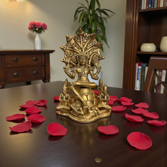 Brass Dakshinamurthy Idol with Vedas – Divine Guru Murti | 9 Inch Spiritual Home Decor