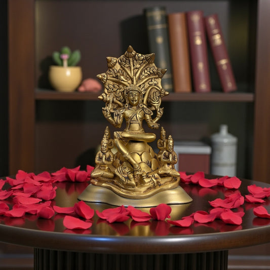 Brass Dakshinamurthy Idol with Vedas – Divine Guru Murti | 9 Inch Spiritual Home Decor
