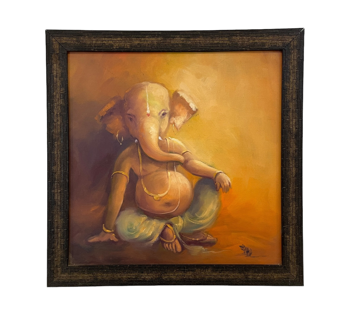 God Blessing Ganesha Acrylic Painting on Canvas - Without Frame