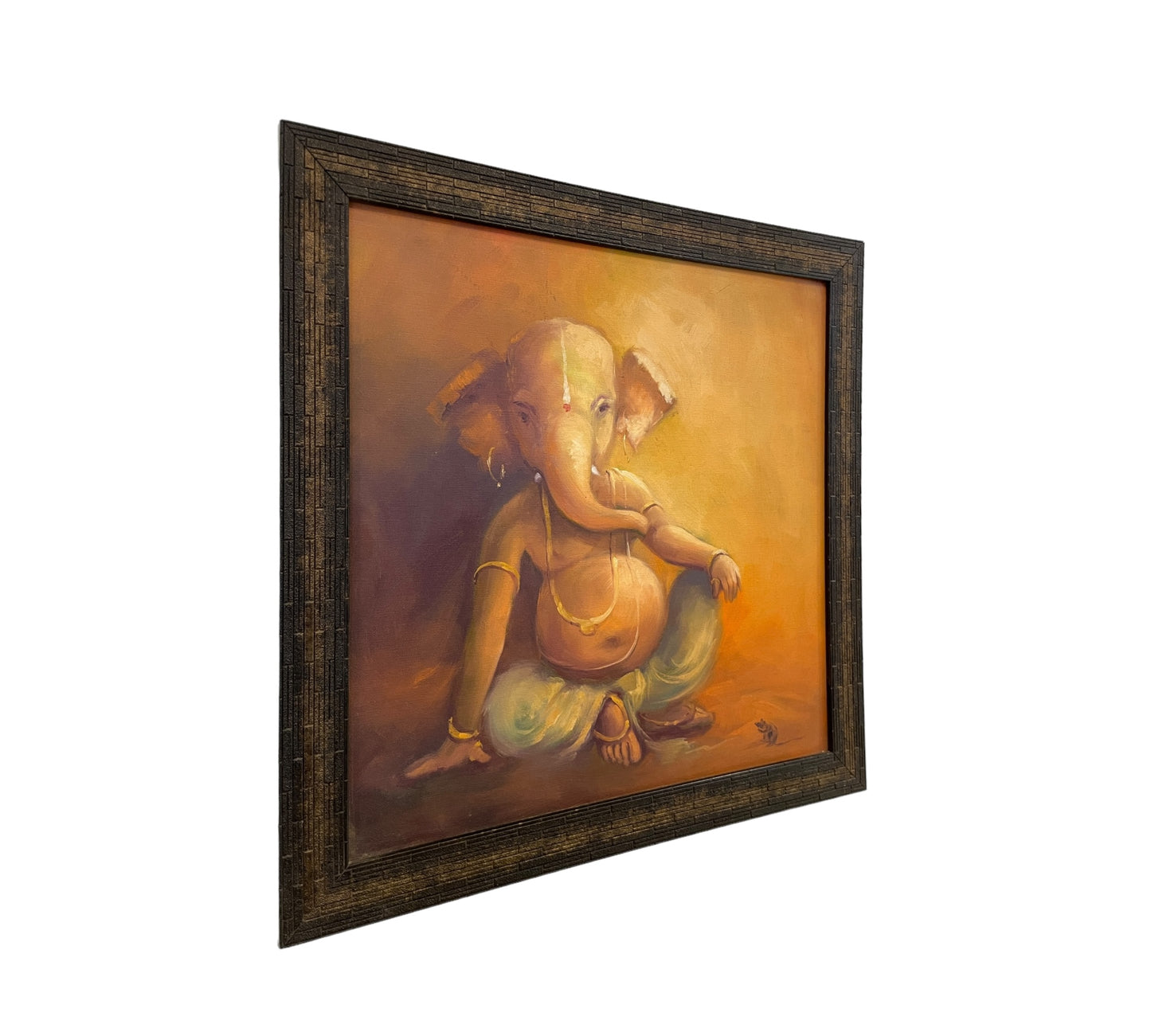 God Blessing Ganesha Acrylic Painting on Canvas - Without Frame