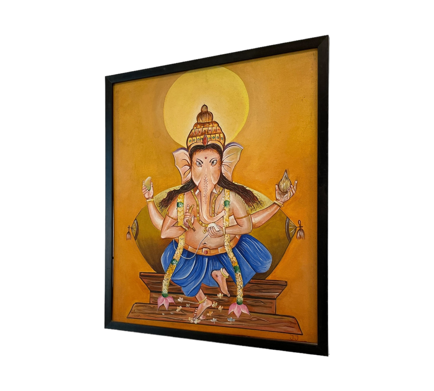 Blessed Harmony Ganesha Acrylic Painting on Canvas - Without Frame