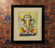 God Blessing Ganesha Acrylic Painting on Canvas