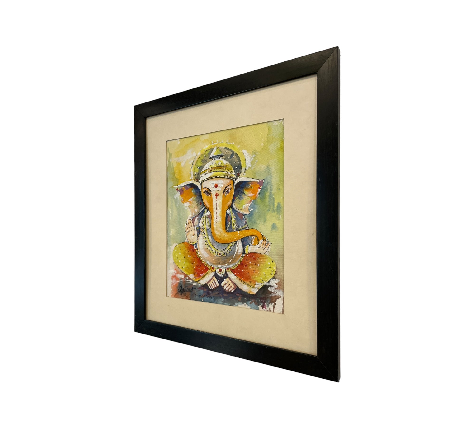 God Blessing Ganesha Acrylic Painting on Canvas