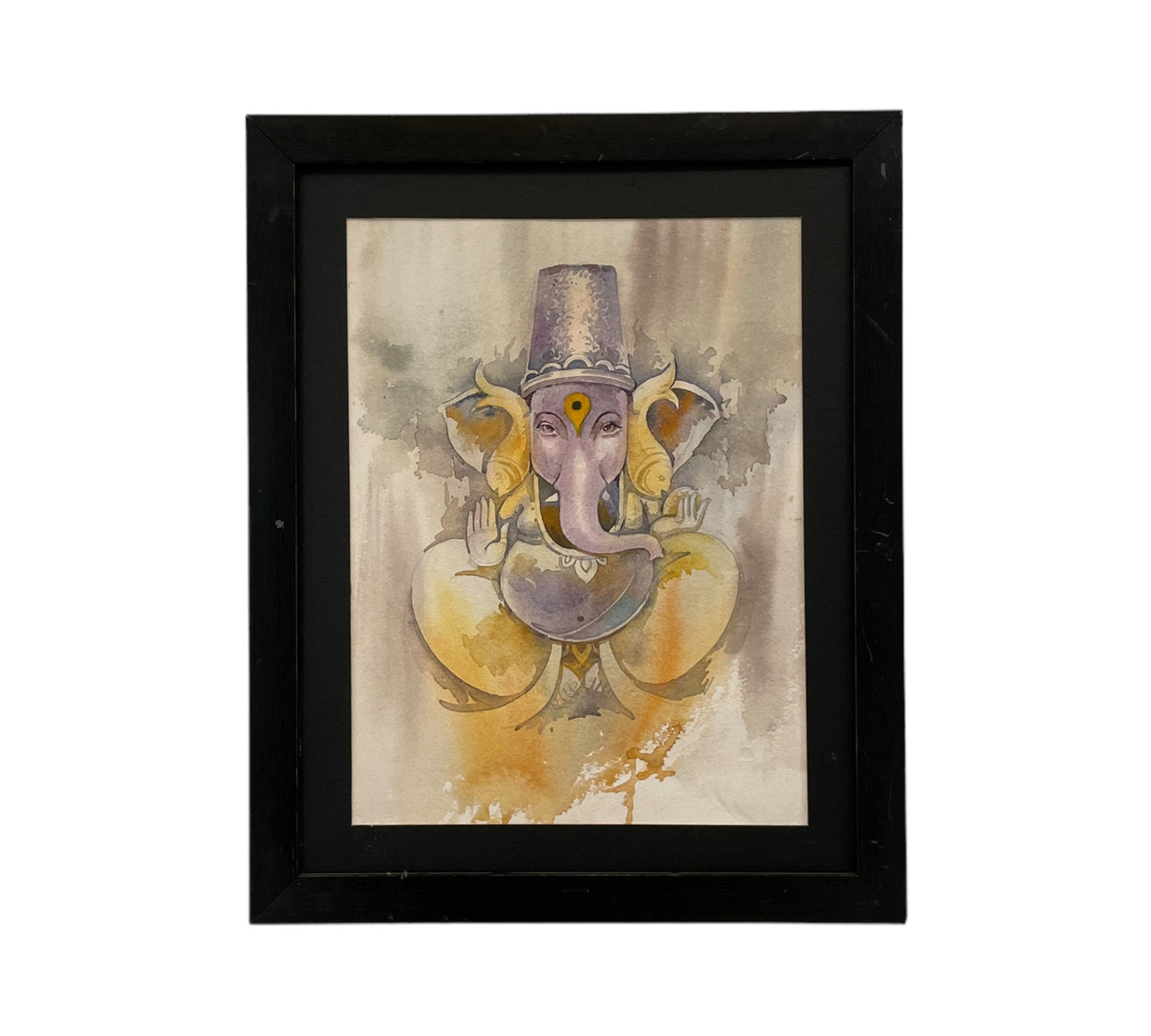 God Blessing Ganesha Acrylic Painting on Canvas - Without Frame