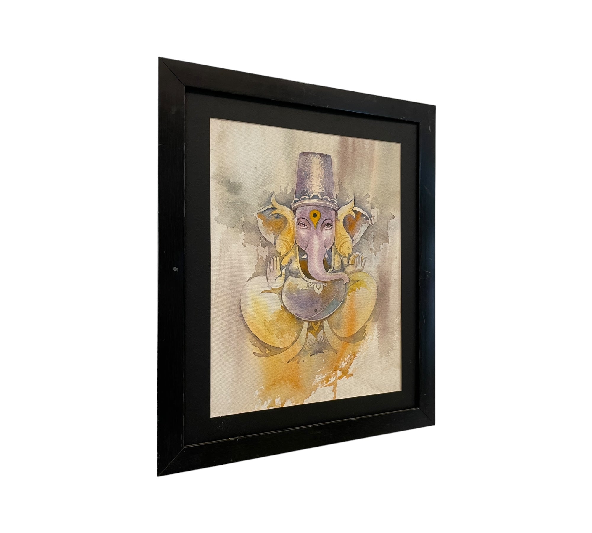 God Blessing Ganesha Acrylic Painting on Canvas - Without Frame 6