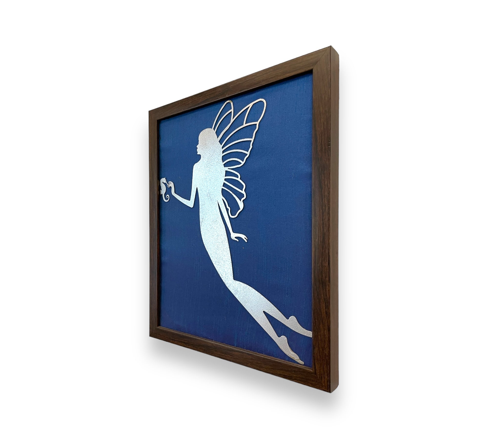 Angel representing water Element metal/ frame/blue silk