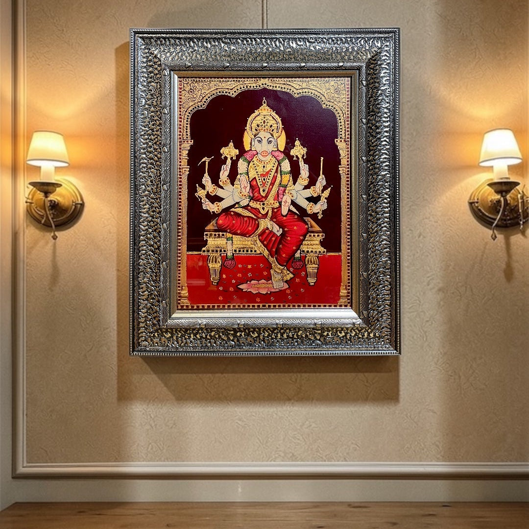 Varahi Devi Gold Leaf Art | Premium Divine Wall Decor for Wealth & Protection.