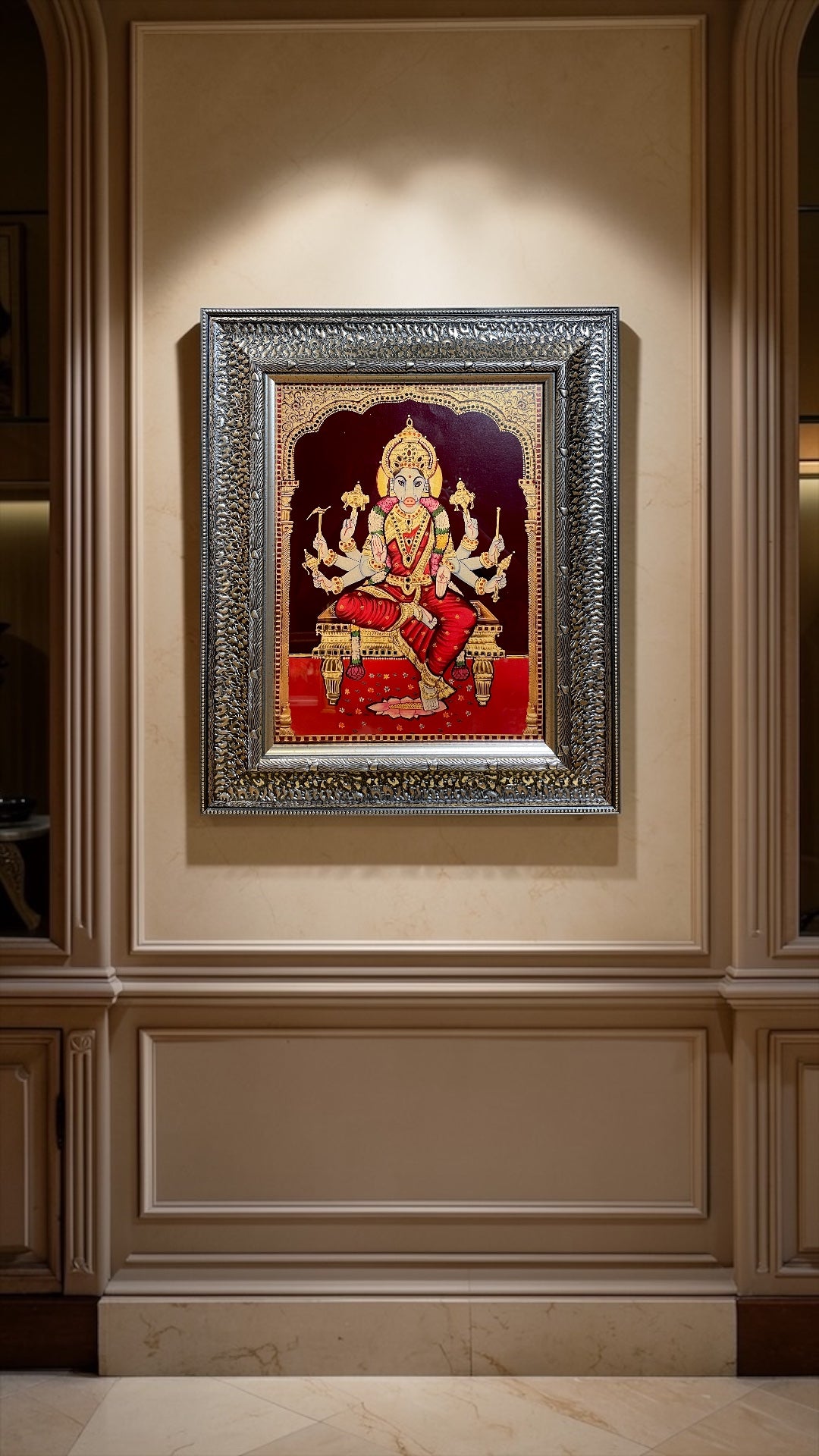 Varahi Devi Gold Leaf Art | Premium Divine Wall Decor for Wealth & Protection.