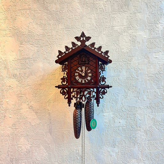 Mechanical original  cuckoo clock with hand carved maple leaves pattern - 8 day Movement