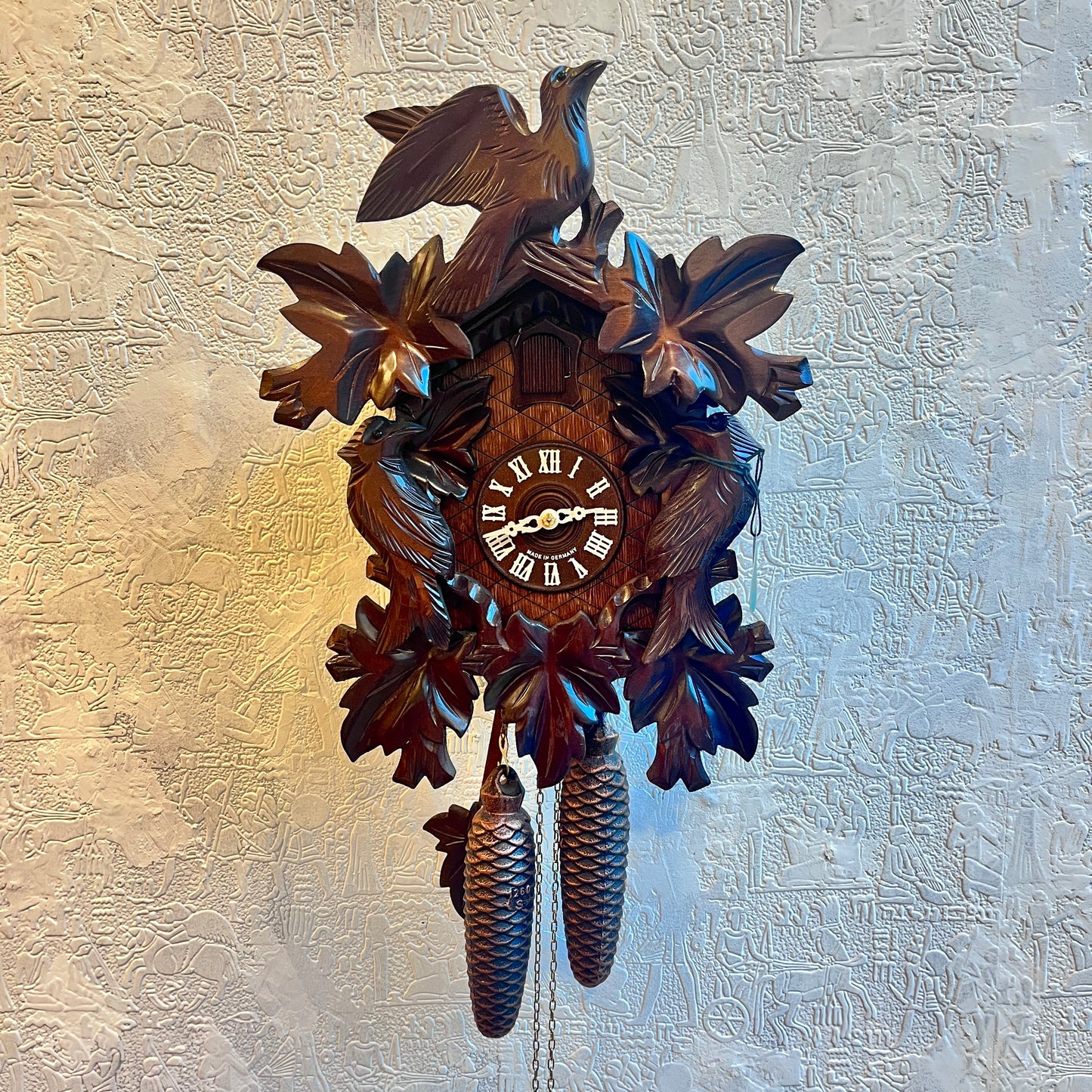 Original German Cuckoo Clock 8 day Movement Cuckoo bird & Maple leaf