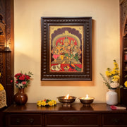 Shiva Parivar with Ashoka Sundari | Divine Family Wall Art for Pooja Room | Luxury Spiritual Frame.