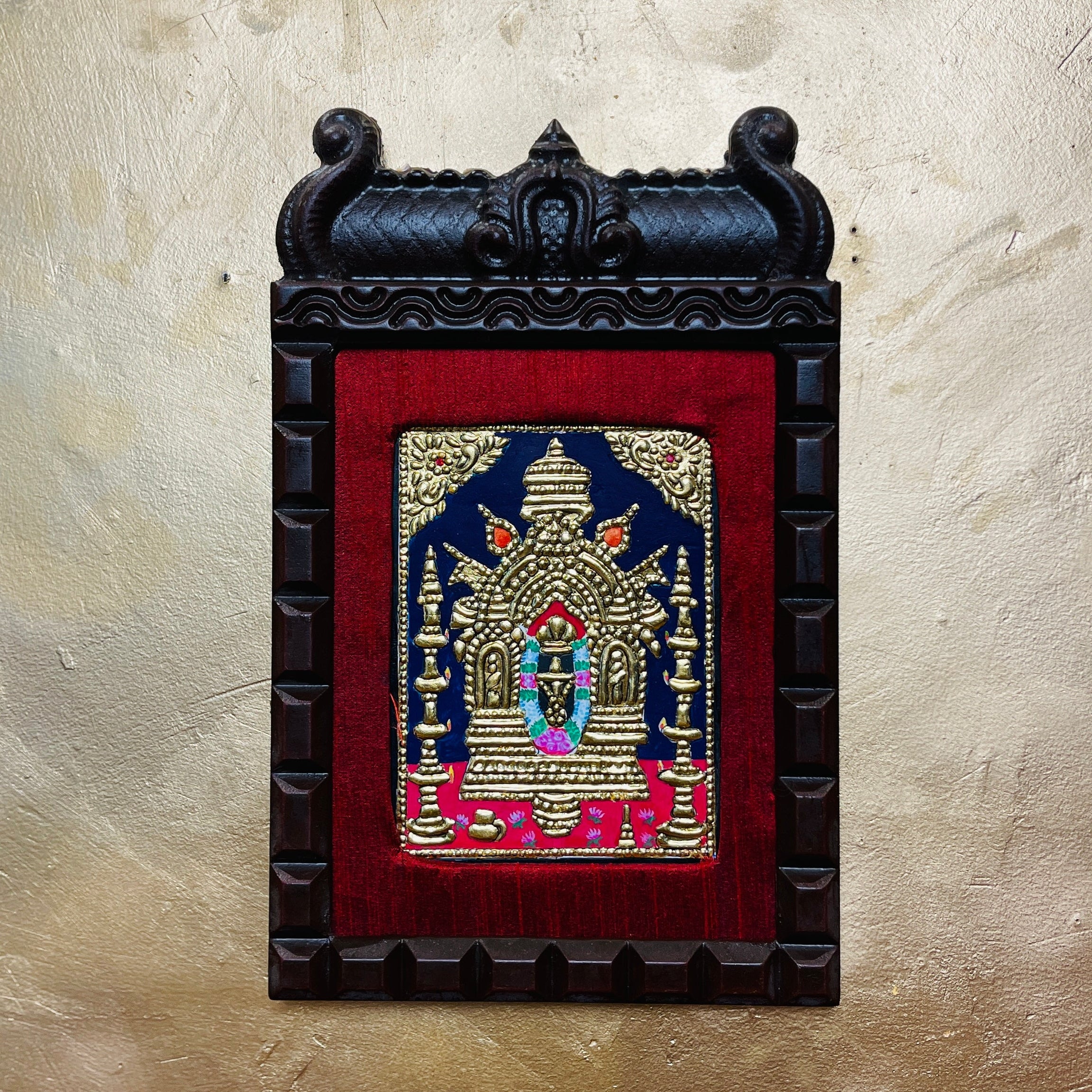 Lord Manjunatha Swamy Tanjore Painting – Dharmasthala Shiva with Gold Leaf | Traditional Thanjavur Art Wall Frame