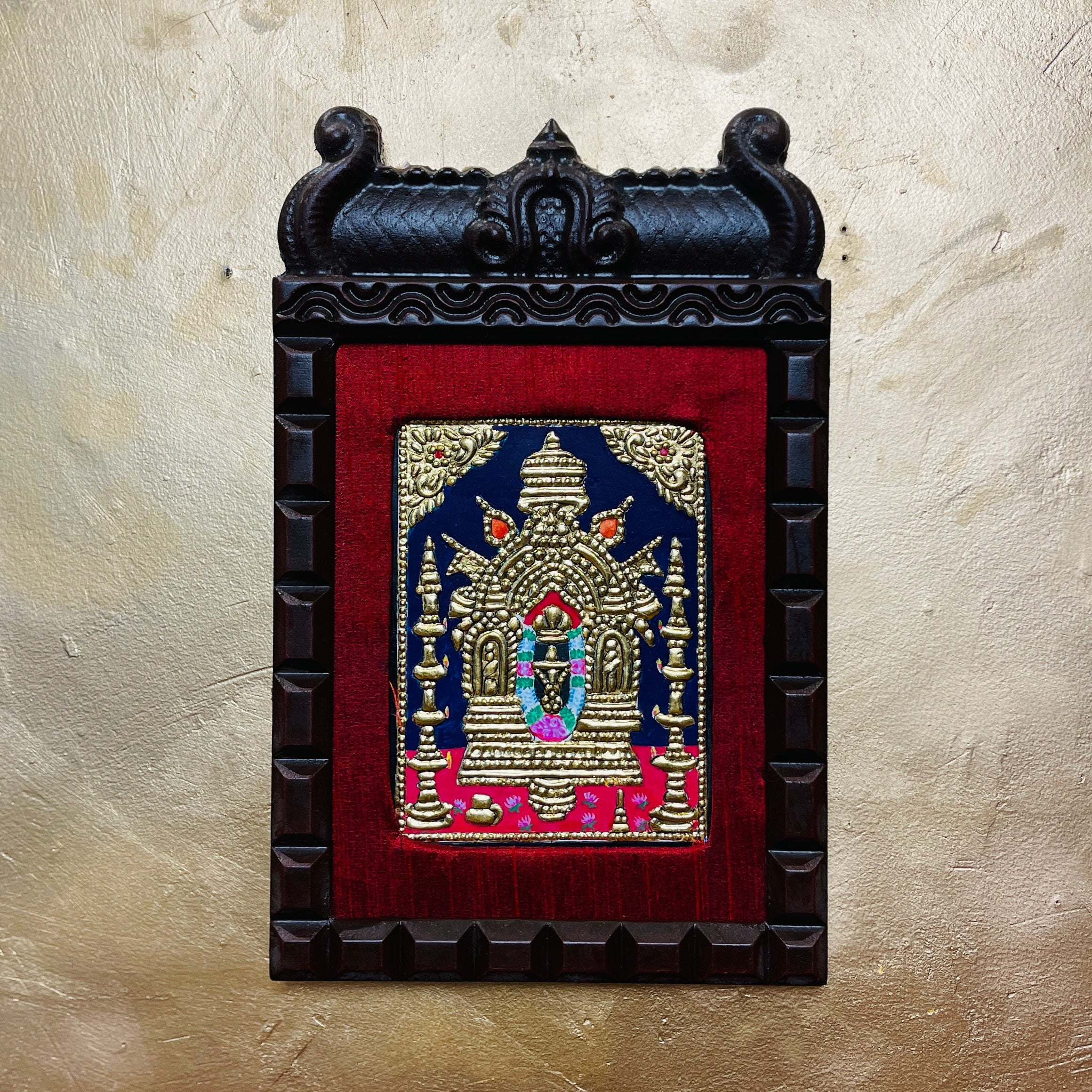 Lord Manjunatha Swamy Tanjore Painting – Dharmasthala Shiva with Gold Leaf | Traditional Thanjavur Art Wall Frame