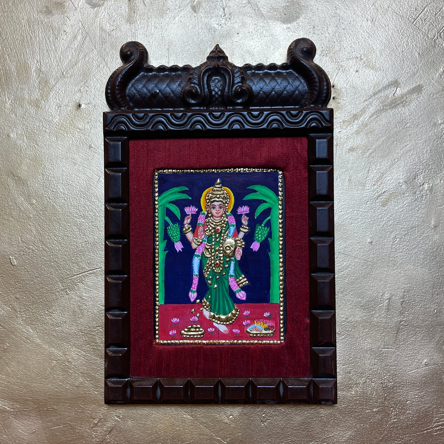 Gruhalakshmi Tanjore Painting Gold Leaf Art