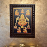 Asta Lakshmi Gold Leafed Art with Wooden Frame