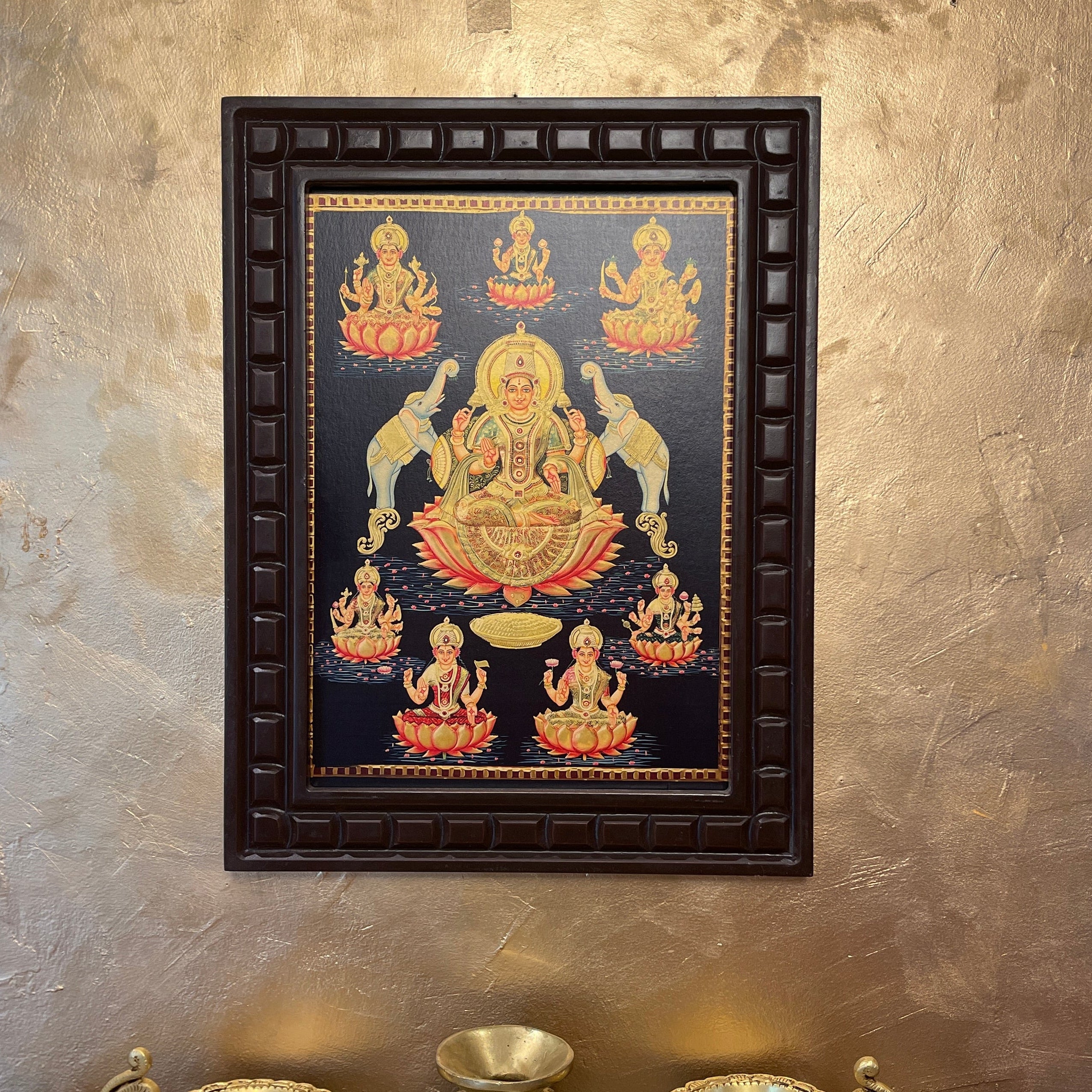 Asta Lakshmi Gold Leafed Art with Wooden Frame