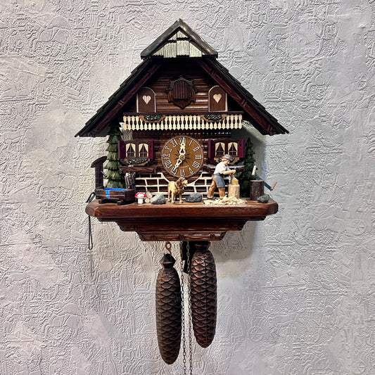 Mechanical original  cuckoo clock with hand carving carpenter  - 8 day Movement