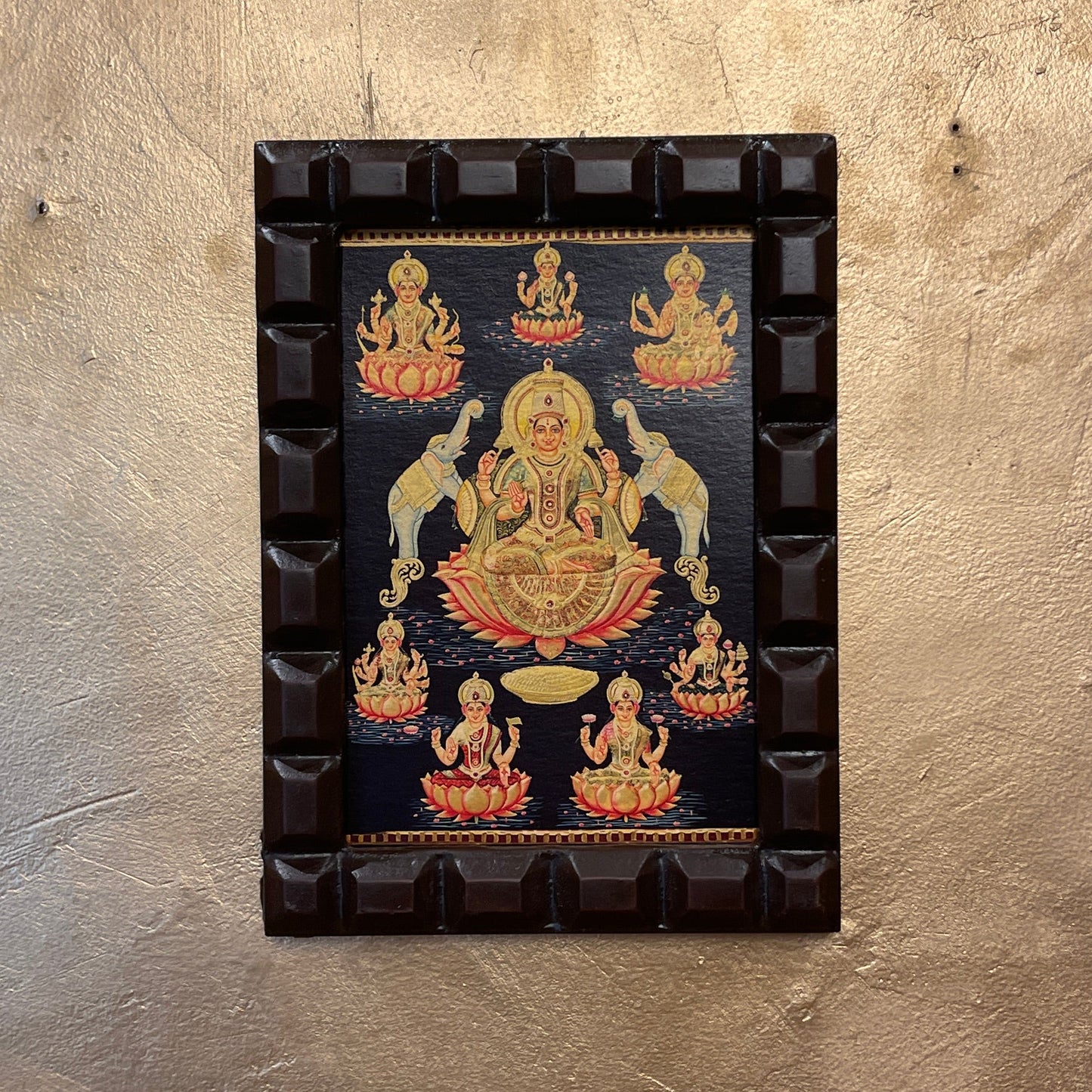 Astalakshmi -2 Gold Leafed Art  With Wooden Frame.
