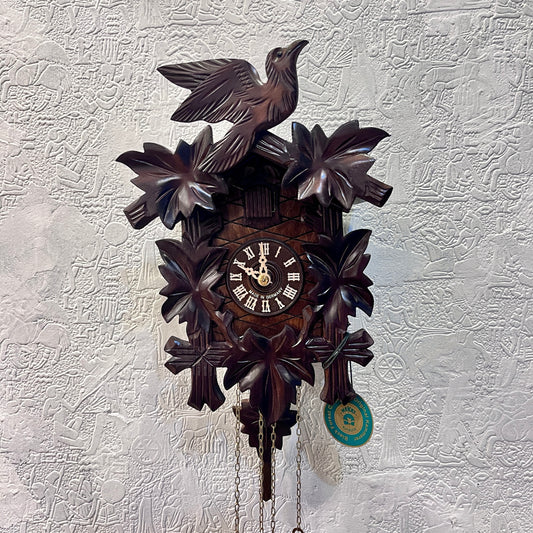 Original German Cuckoo Clock 8 day Movement Cuckoo bird & Maple leaf