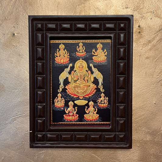 Astalakshmi -2 Gold Leafed Art  With Wooden Frame.