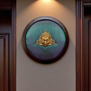 Brass Garuda Wall Art with Shining Silk Backdrop & Wooden Frame – Divine Vastu Décor