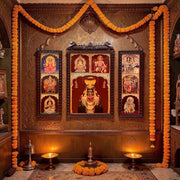 Set Of 3 Frame Gold Leaf Art | Divine Wooden Frame Wall Decor for Home, Pooja Room