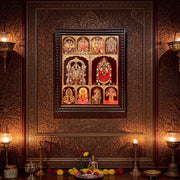 9 Gods In One Frame, Gold Leaf Art | Premium Engineered Wooden Frame.