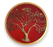 Circular Wall Art : Metal Kalpavriksha Redwine Rawsilk