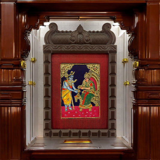 Shiv Annapoorna Tanjore Painting in Temple Frame